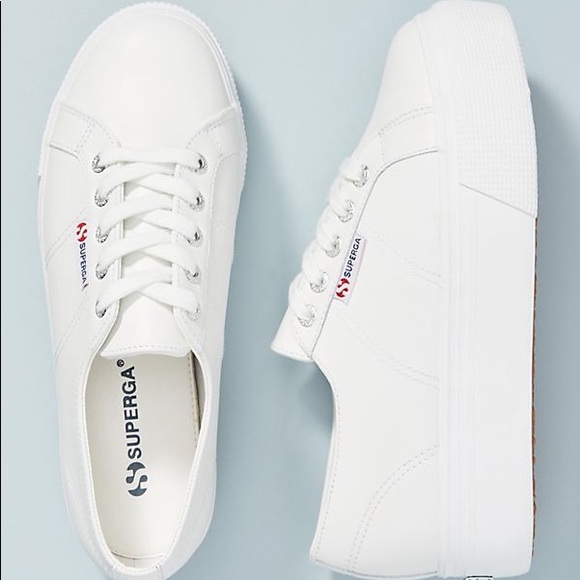 Superga Shoes - Superga Platform Canvas White Sneakers